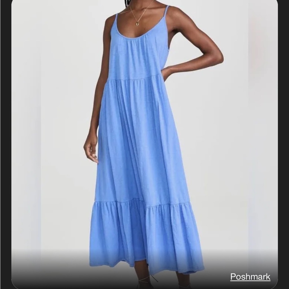 Z Supply Slub Knit Lido maxi Dress in Pacific Blue